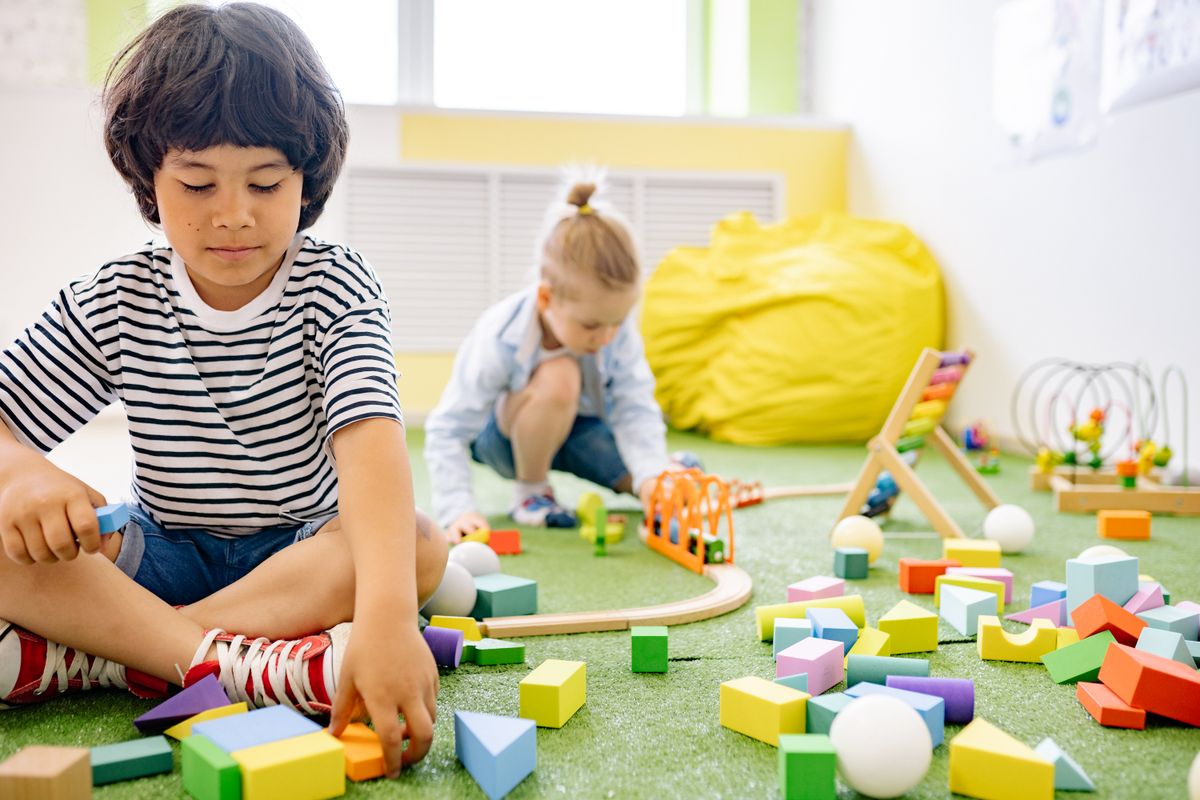 Colourful building blocks used for play-based learning at Little Lotus preschool